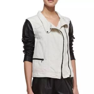 Rag & Bone denim and Leather Moto Jacket Natural Size S Women’s
